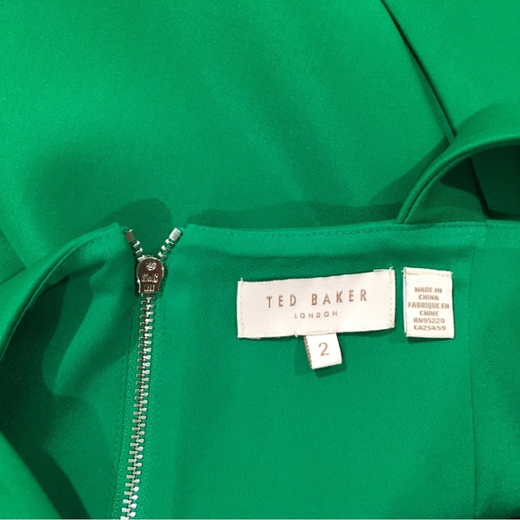 TED BAKER Freeda Fit&flare Dress Green Twist Halter neck Size 2 Women’s - Picture 5 of 7